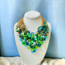 Load image into Gallery viewer, Green and Blue Necklace, Green Beaded Necklace
