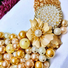 Load image into Gallery viewer, GAIL - Pearl and Gold Flower Bib Statement Necklace
