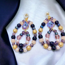 Load image into Gallery viewer, NALITA- Purple and Gold Tear Drop Beaded Earrings

