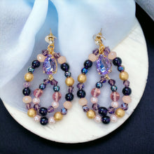 Load image into Gallery viewer, NALITA- Purple and Gold Tear Drop Beaded Earrings
