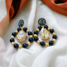 Load image into Gallery viewer, CAMIEL- Black and Gold Beaded Drop Earrings
