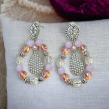 Load image into Gallery viewer, JAYLA- Pink and Pearl Multi colored Tear Drop Earrings
