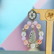 Load image into Gallery viewer, JAYLA- Pink and Pearl Multi colored Tear Drop Earrings
