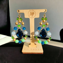 Load image into Gallery viewer, Blue and Green Earrings, Beaded Tear Drop Earrings, Gift for Her
