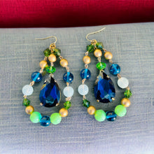 Load image into Gallery viewer, ALIA - Blue and Green Beaded Tear Drop Earrings
