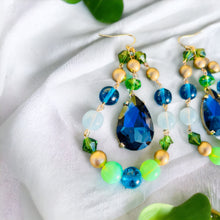 Load image into Gallery viewer, ALIA - Blue and Green Beaded Tear Drop Earrings
