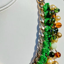Load image into Gallery viewer, CLOVER- Green and Gold Multi colored Beaded Crochet Necklace
