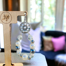 Load image into Gallery viewer, CORDELIA- White and Gray Beaded Tear Drop Earrings
