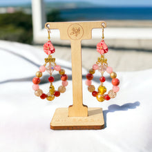Load image into Gallery viewer, VEDALIA- Pink Multi color Beaded  Flower Drop Earrings
