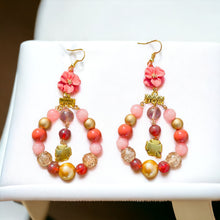Load image into Gallery viewer, VEDALIA- Pink Multi color Beaded  Flower Drop Earrings
