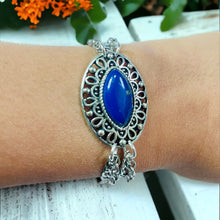 Load image into Gallery viewer, ISHA- Blue and Silver Beaded Bracelet
