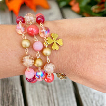 Load image into Gallery viewer, RASHEL- Pink and Brown Multi color Clover Beaded Bracelet
