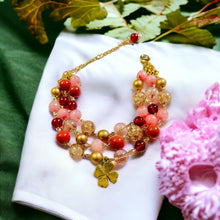 Load image into Gallery viewer, RASHEL- Pink and Brown Multi color Clover Beaded Bracelet
