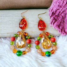 Load image into Gallery viewer, ELICIA- Green and Brown Beaded Tear Drop Earrings
