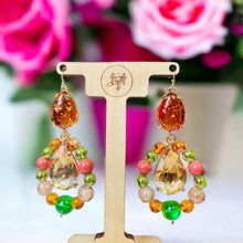 Load image into Gallery viewer, ELICIA- Green and Brown Beaded Tear Drop Earrings
