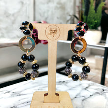 Load image into Gallery viewer, EVELYNN- Black and Gold Beaded Drop Earrings
