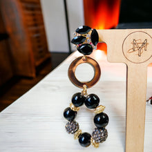 Load image into Gallery viewer, EVELYNN- Black and Gold Beaded Drop Earrings
