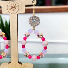 Load image into Gallery viewer, BECKY- Pink and Gold Beaded Tear Drop Earrings
