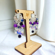 Load image into Gallery viewer, Purple Beaded Hoop Earrings, Hoop Earrings, Chandelier Earrings, Purple Beaded Earrings
