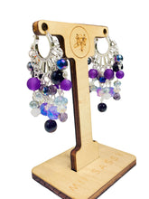 Load image into Gallery viewer, LILYANNA- Purple Multi colored Beaded Chandelier Hoop Earrings

