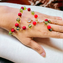 Load image into Gallery viewer, Red and Green Bracelet, Finger Bracelet, Ring Bracelet. Green Finger Bracelet, Red Ring Bracelet
