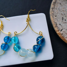 Load image into Gallery viewer, ELIZA - Blue Multi color Wire Wrapped Drop Earrings
