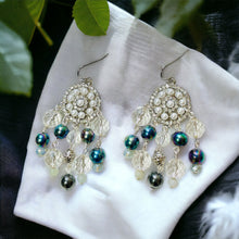 Load image into Gallery viewer, NEELA- Gray Multi colored Beaded Chandelier Earrings
