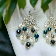 Load image into Gallery viewer, NEELA- Gray Multi colored Beaded Chandelier Earrings
