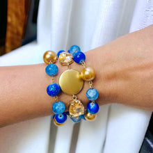Load image into Gallery viewer, AIDA- Blue and Gold Multi strand Beaded Bracelet
