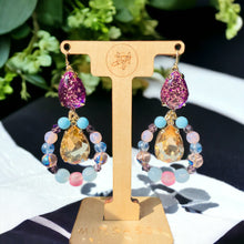 Load image into Gallery viewer, Purple and Pink Drop Earrings, Dangling Earrings, Beaded Tear Drop Earrings, Purple Beaded Earrings
