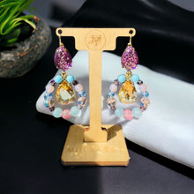 Load image into Gallery viewer, SIA- Purple and Pink Multi color Tear Drop Beaded Earrings
