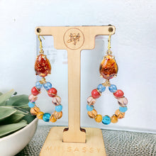 Load image into Gallery viewer, MONA- Brown and Blue Multi color Wire Wrapped Drop Earrings
