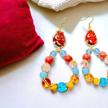Load image into Gallery viewer, MONA- Brown and Blue Multi color Wire Wrapped Drop Earrings
