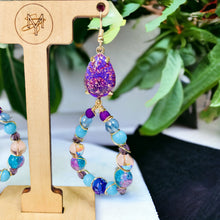 Load image into Gallery viewer, AMNA- Purple and Blue Wire Wrapped Beaded Earrings
