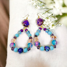 Load image into Gallery viewer, AMNA- Purple and Blue Wire Wrapped Beaded Earrings
