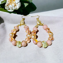 Load image into Gallery viewer, SHAI- Pink and Peach Wire Wrapped Beaded Tear Drop Earrings
