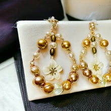 Load image into Gallery viewer, AMELIE- Pearl and Gold Multi color Tear Drop Beaded Earrings
