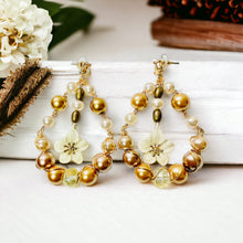 Load image into Gallery viewer, AMELIE- Pearl and Gold Multi color Tear Drop Beaded Earrings
