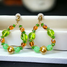 Load image into Gallery viewer, CEE JAY- Green Multi colored Beaded Bracelet and Earring Set
