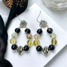 Load image into Gallery viewer, SORAYA- Black and Silver Wire Wrapped Beaded Earrings
