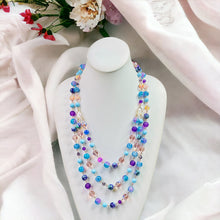 Load image into Gallery viewer, Purple and Blue Beaded Necklace, Multi strand Necklace, Beaded Necklace
