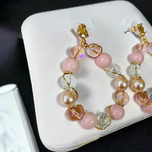 Load image into Gallery viewer, LIV- Pink and Peach Wire Wrapped Beaded Tear Drop Earrings
