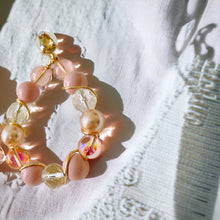 Load image into Gallery viewer, LIV- Pink and Peach Wire Wrapped Beaded Tear Drop Earrings
