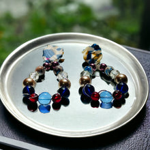 Load image into Gallery viewer, ALEXA- Blue Multi color Wire Wrapped Beaded Tear Drop Earrings
