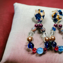 Load image into Gallery viewer, ALEXA- Blue Multi color Wire Wrapped Beaded Tear Drop Earrings
