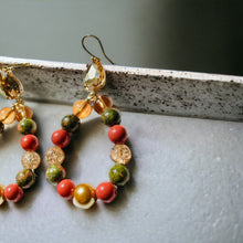 Load image into Gallery viewer, MILANI- Brown and Green Multi color Beaded Earrings
