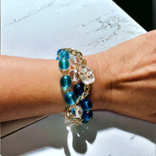 Load image into Gallery viewer, OPHELIA- Blue Braided Beaded Bracelet and Wire Wrapped Earring Set
