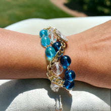 Load image into Gallery viewer, SHYANNA- Blue Braided Beaded Bracelet, Wire Wrapped Earrings and Necklace Set
