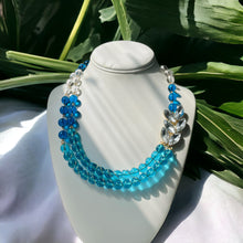 Load image into Gallery viewer, Wire Wrapped Necklace, Blue Beaded Necklace, Spring Jewelry
