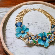 Load image into Gallery viewer, IRIS - Blue Flower Statement Necklace
